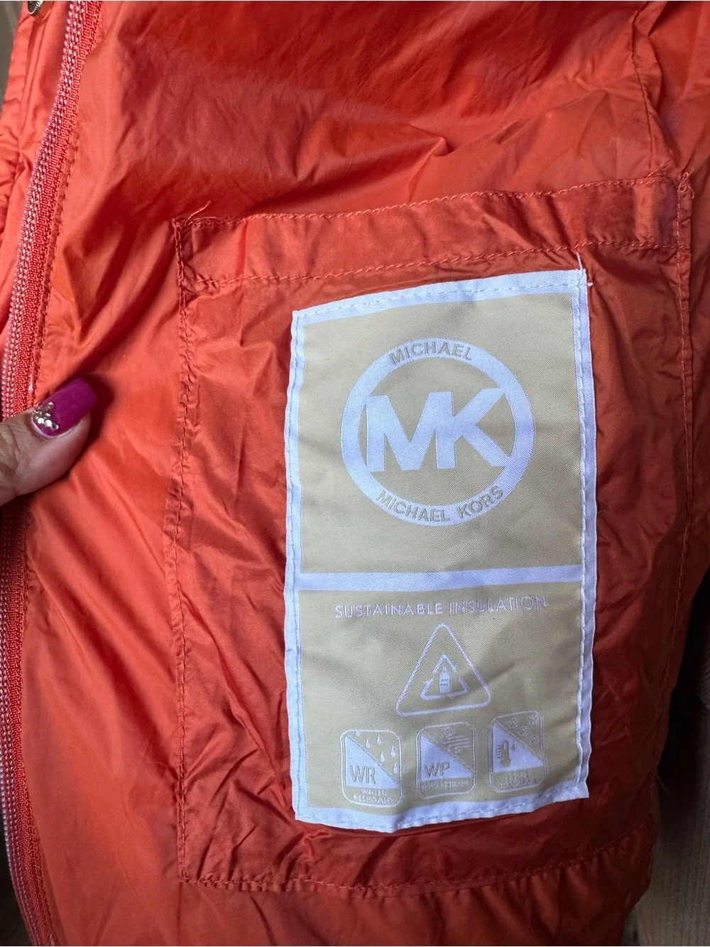 MICHAEL Michael Kors Women's Packable Puffer Jacket - Orange (Size M)